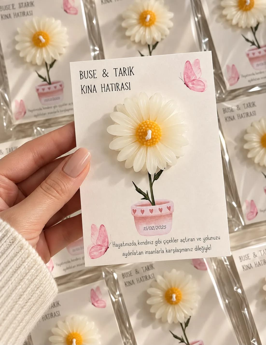 Lillie Söz Nişan Düğün Kına Papatya Mum 10 Adet