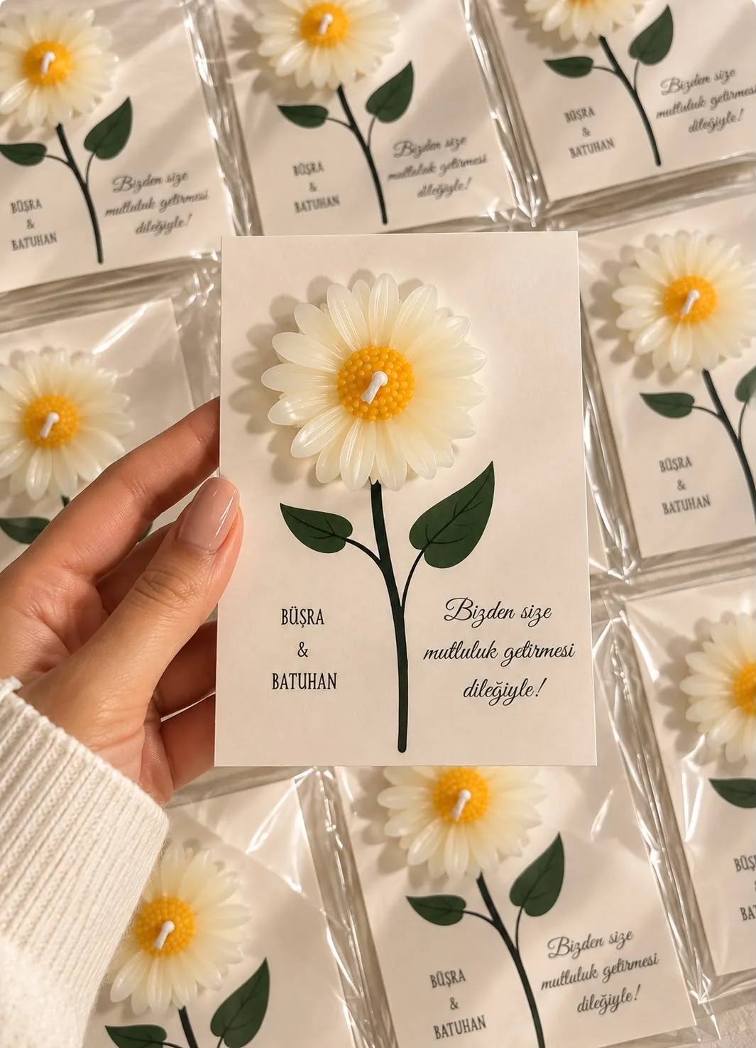 Lillie Söz Nişan Düğün Kına Papatya Mum 10 Adet detay